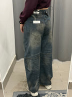 Jeans Barrel Con Cuciture Effetto Chiazzato F5167 FGD MODA