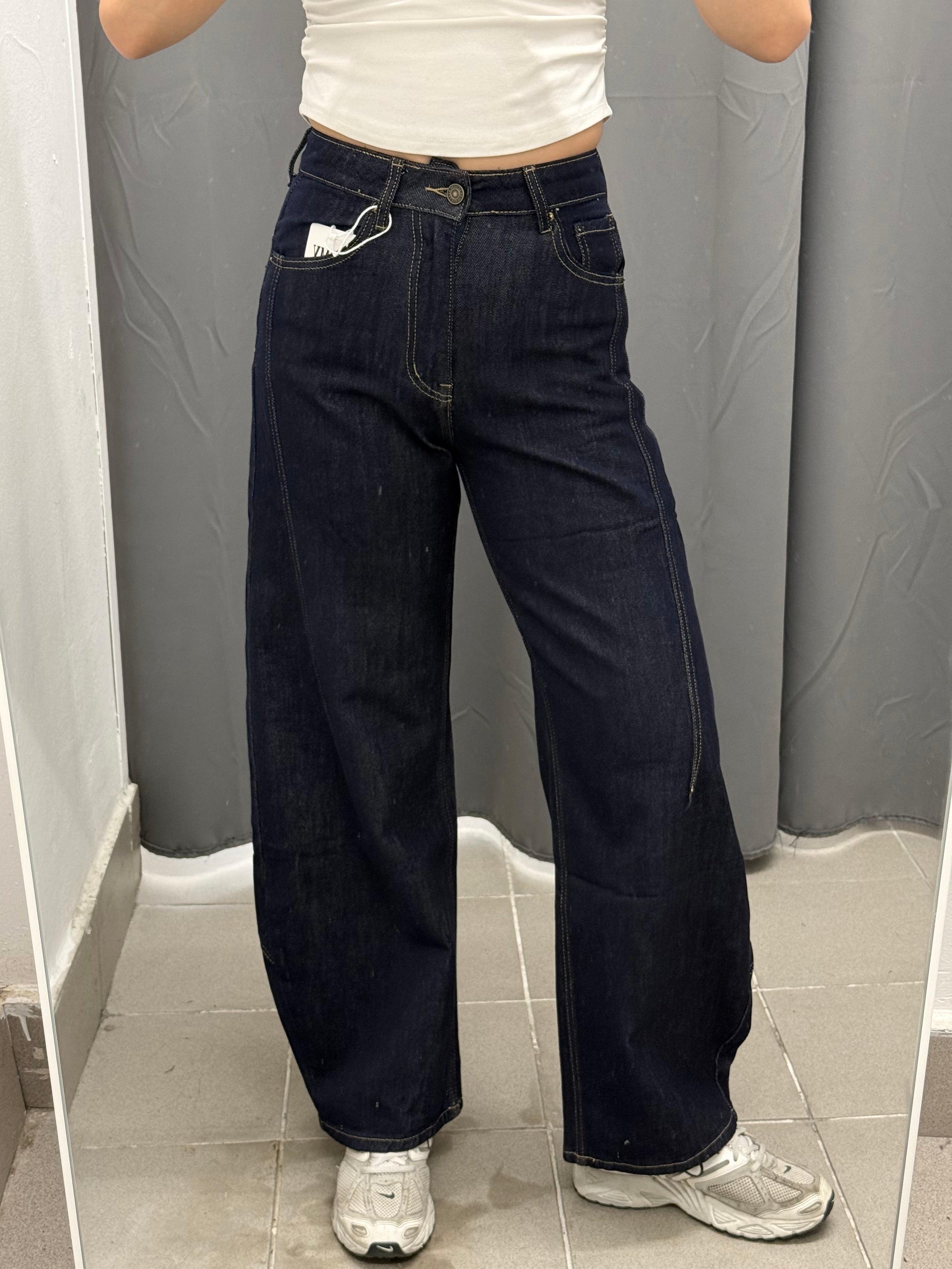 Jeans Barrell Lavaggio Zero con Cuciture Y602 FGD MODA