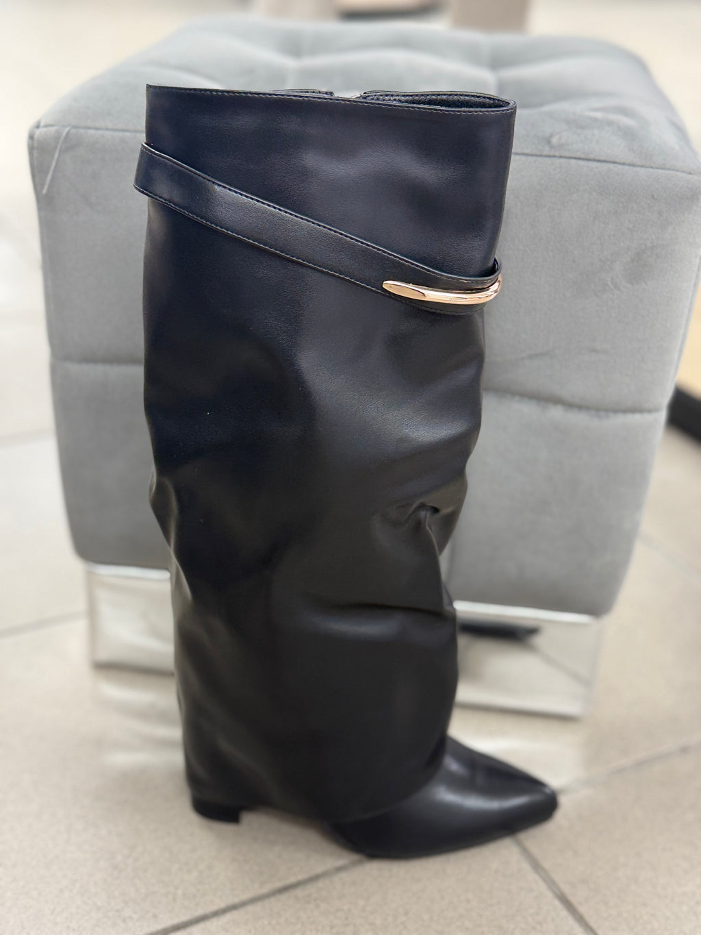 Stivali Shark In Ecopelle Con Gioiello Dorato WG601 FGD MODA