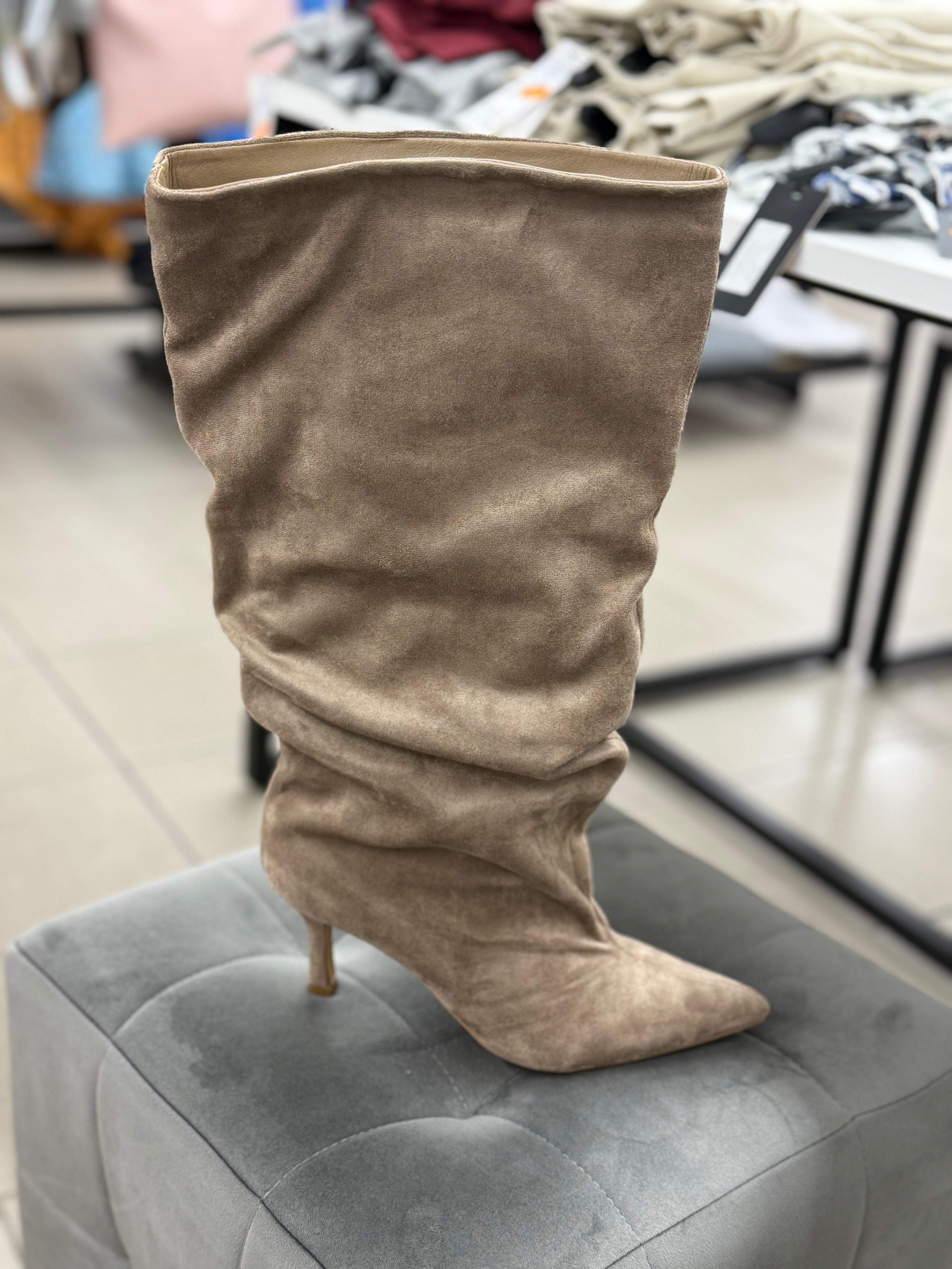 Stivali in camoscio con pieghe tacco 5cm FGD MODA