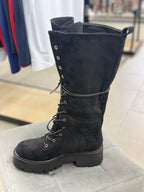 Stivali Alti In Camoscio Con Gambale A Imbuto Con Lacci MS1652 FGD MODA