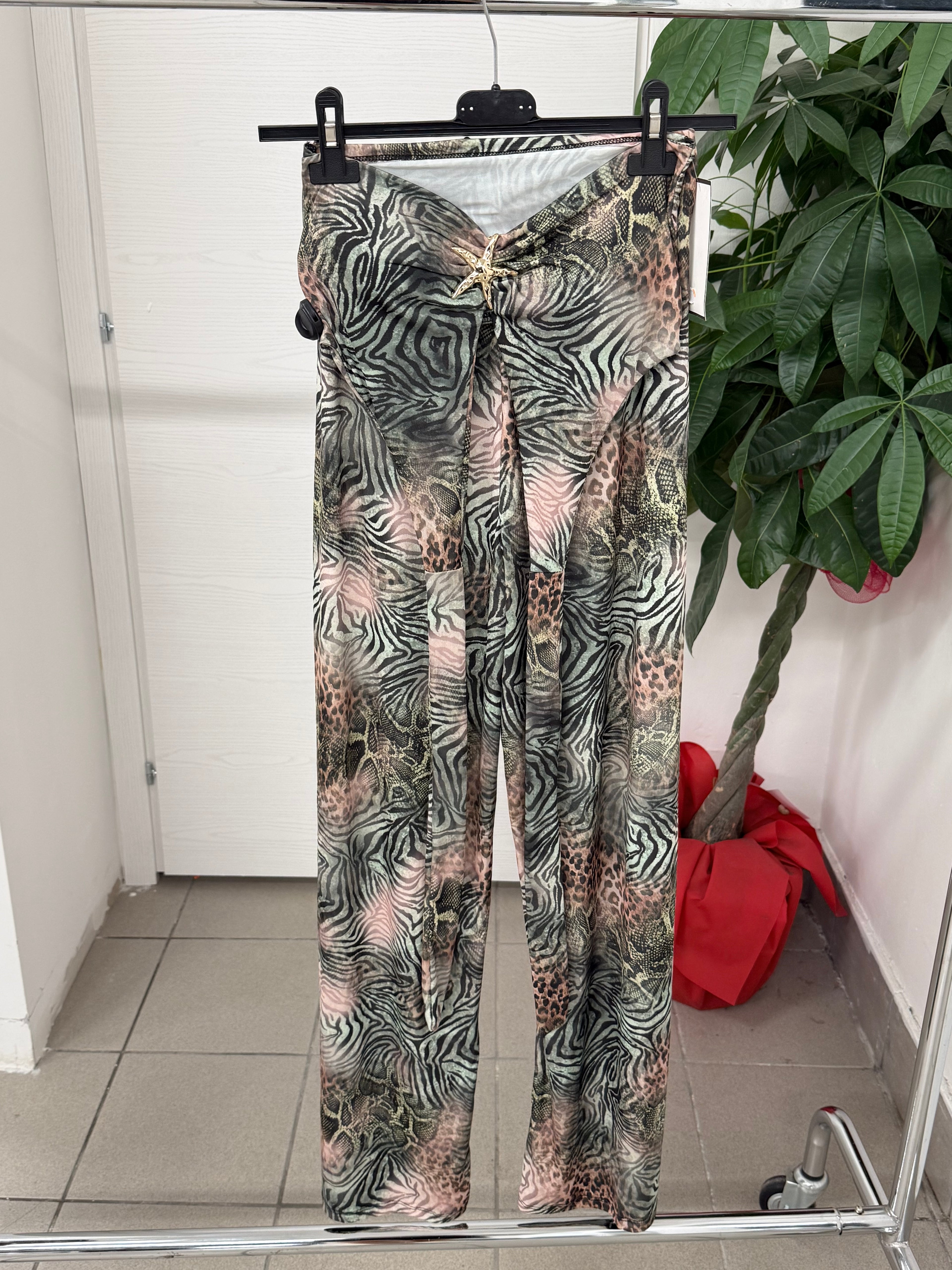Set Coordinato Top e Pantaloni a Palazzo Animalier FGD MODA