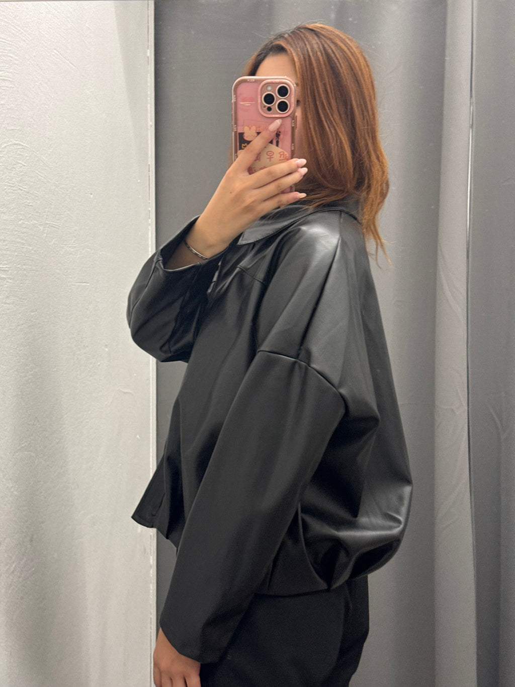 Giacca Bomber In Ecopelle Over Fit Con Zip FGD MODA