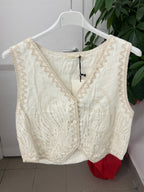 Gilet in cotone con ricami e paillettes FGD MODA