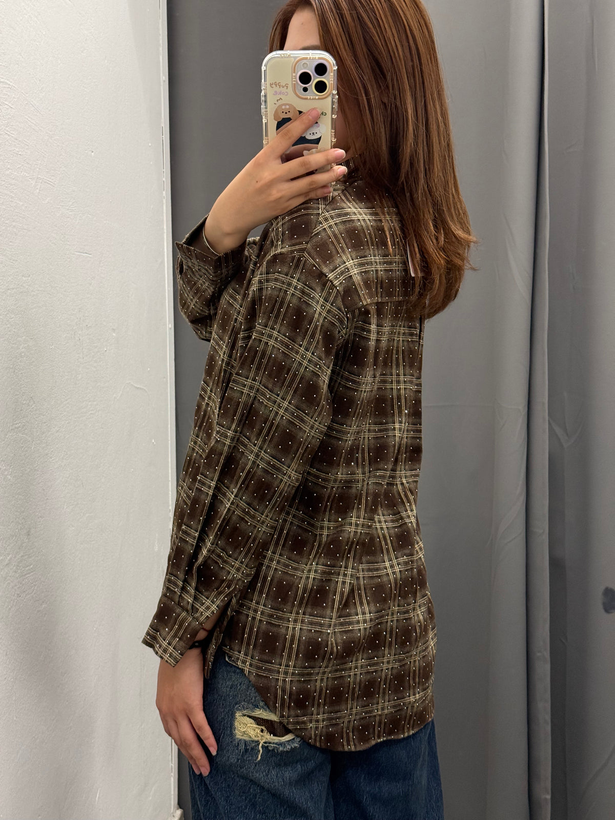 Camicia Over Fit Scozzese Brillantinata Con Taschino FGD MODA