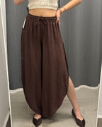 Pantaloni in Viscosa Ballon con Taglio Laterale FGD MODA