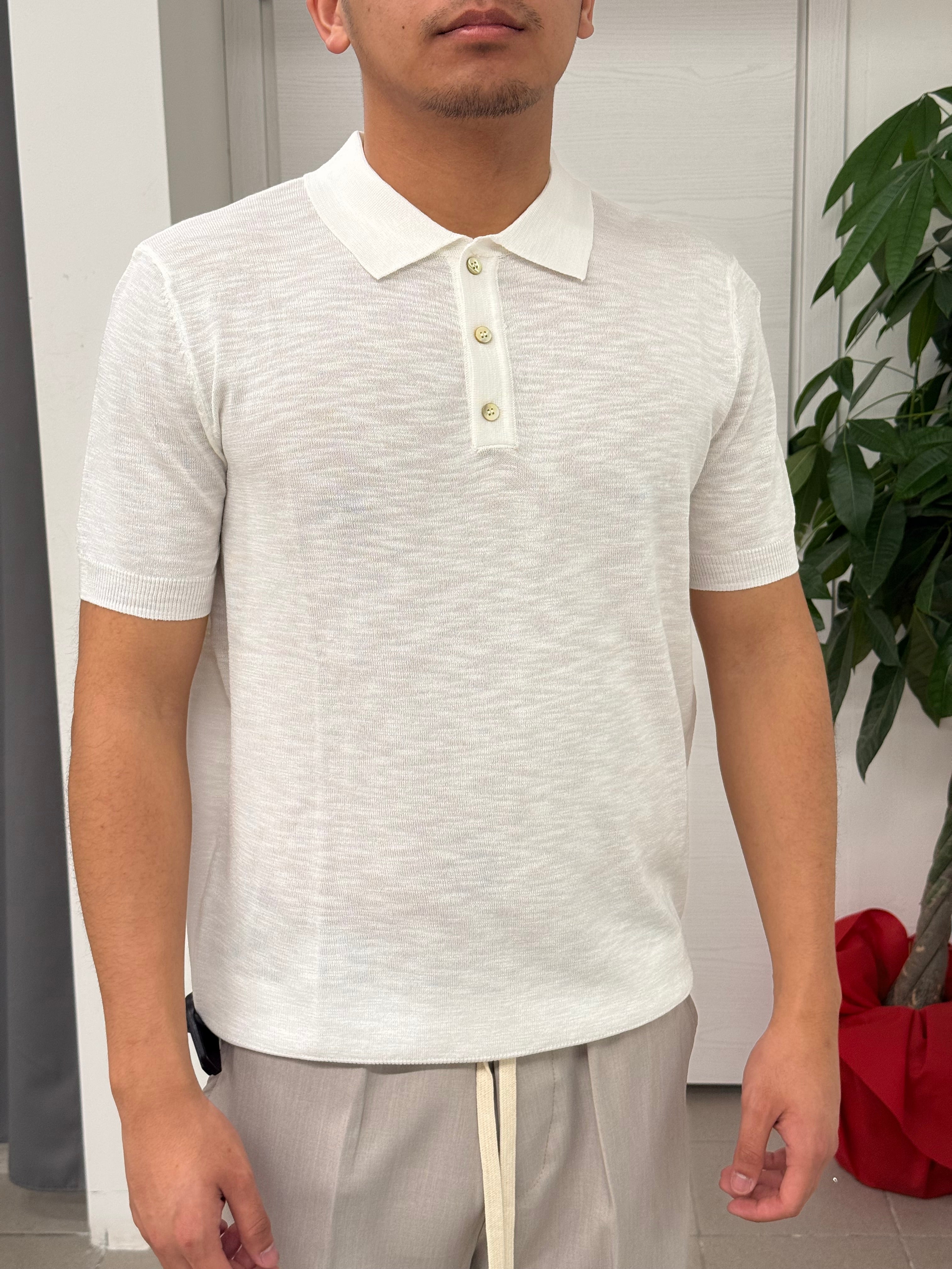 Maglia polo in viscosa e lino Bread Buttons FGD MODA