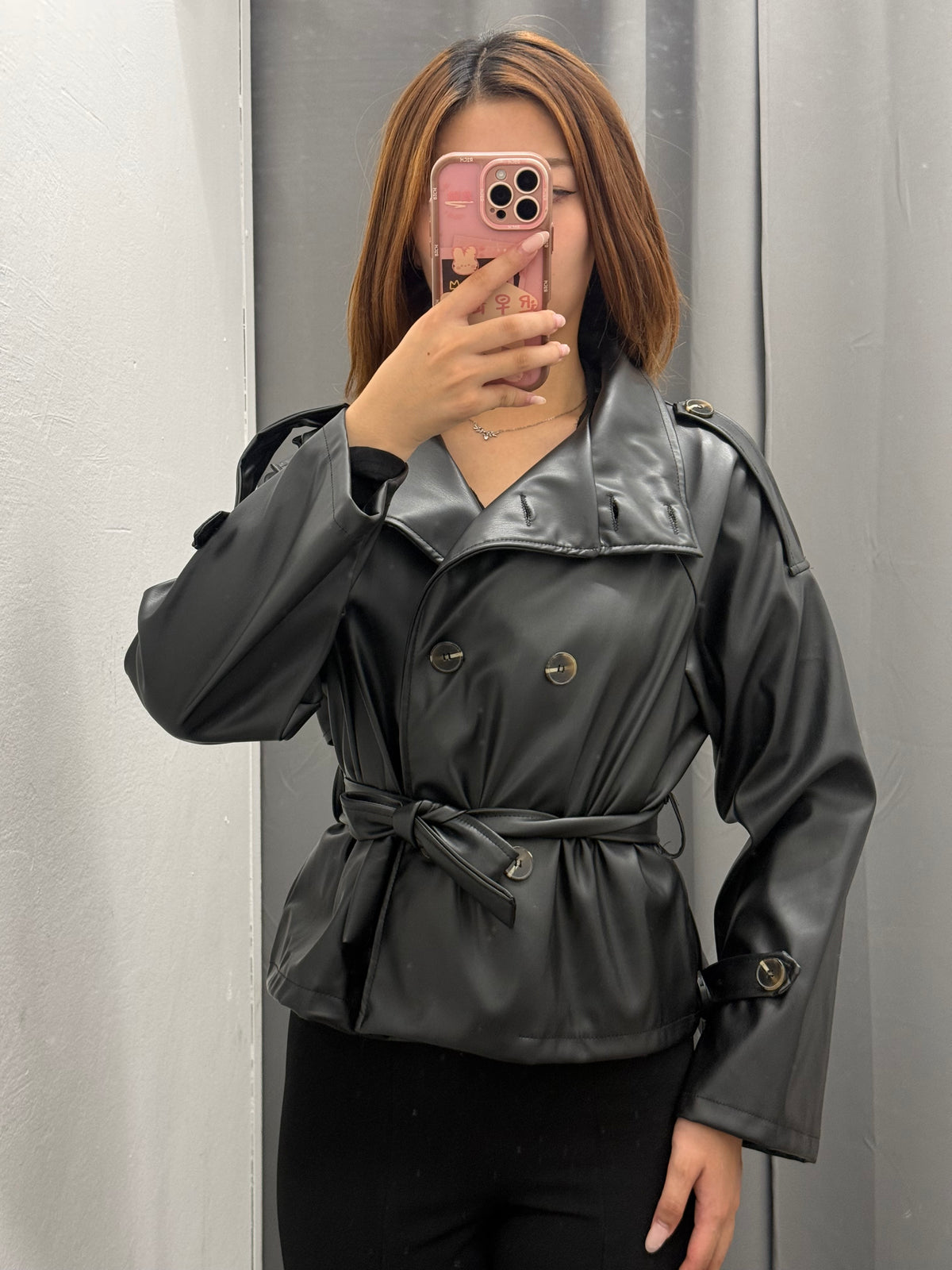 Trench Corto In Ecopelle Con Cinta FGD MODA