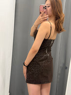 Abito Corto Leopardato Con Spalline Regolabili FGD MODA