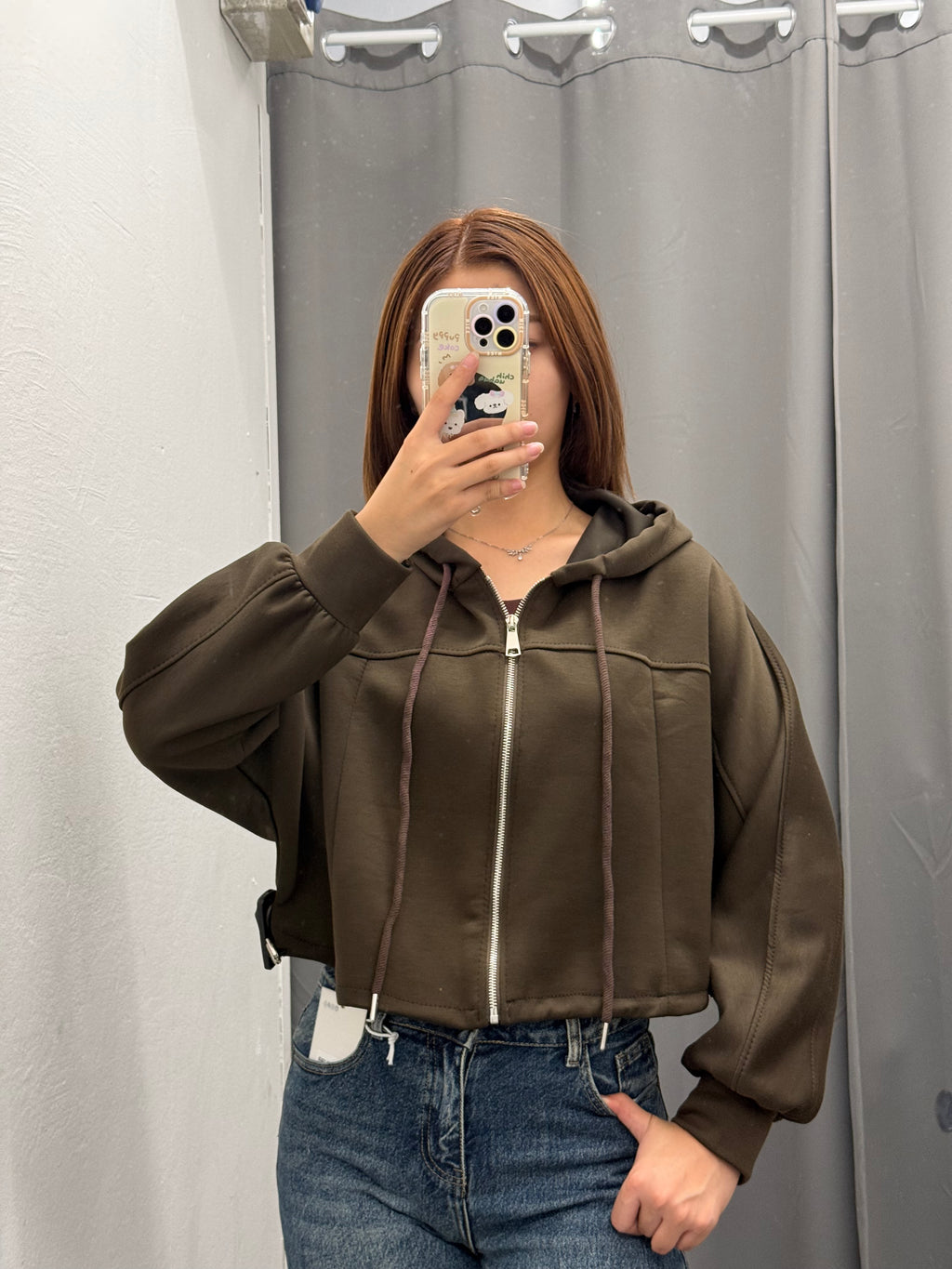 Felpa Crop Over Fit Con Cappuccio E Coulisse FGD MODA