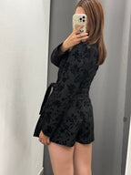 Abito Skort Blazer Con Stampe Fiorate In Velluto Con Cinta FGD MODA
