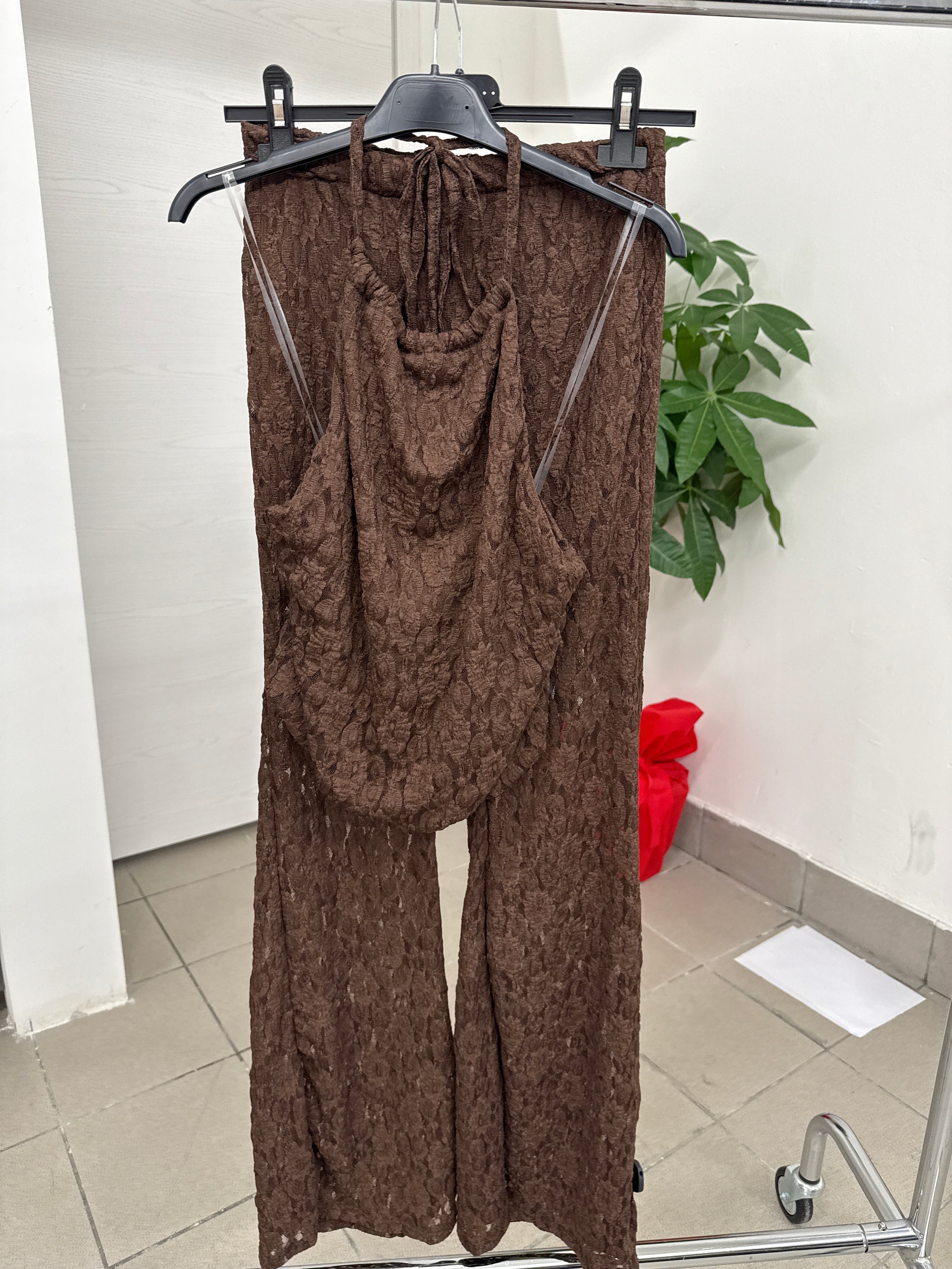 Set coordinato in pizzo Top e Pantalone FGD MODA