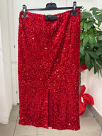 Gonna midi in velluto con paillettes con spacco sul retro FGD MODA