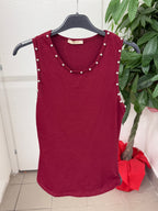 Canotta in cotone con borchie sui bordi FGD MODA