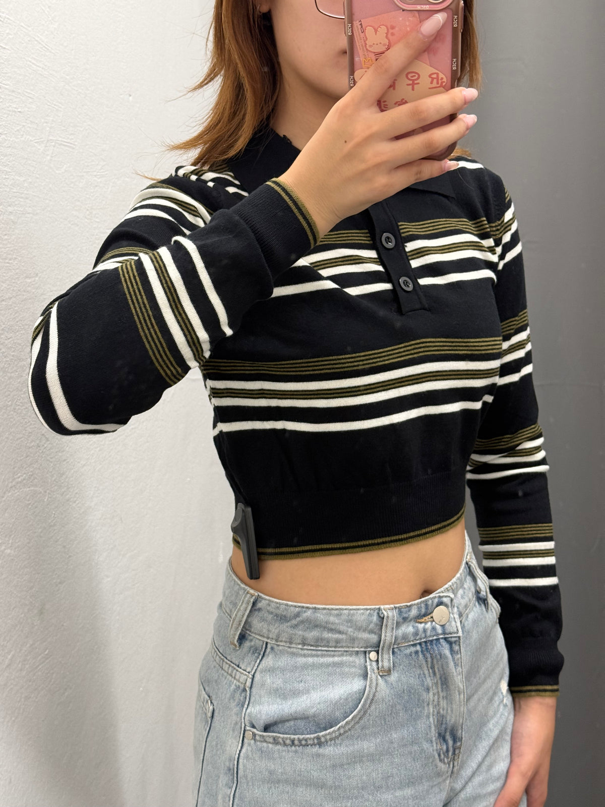 Maglioncino Polo Crop a Righe FGD MODA