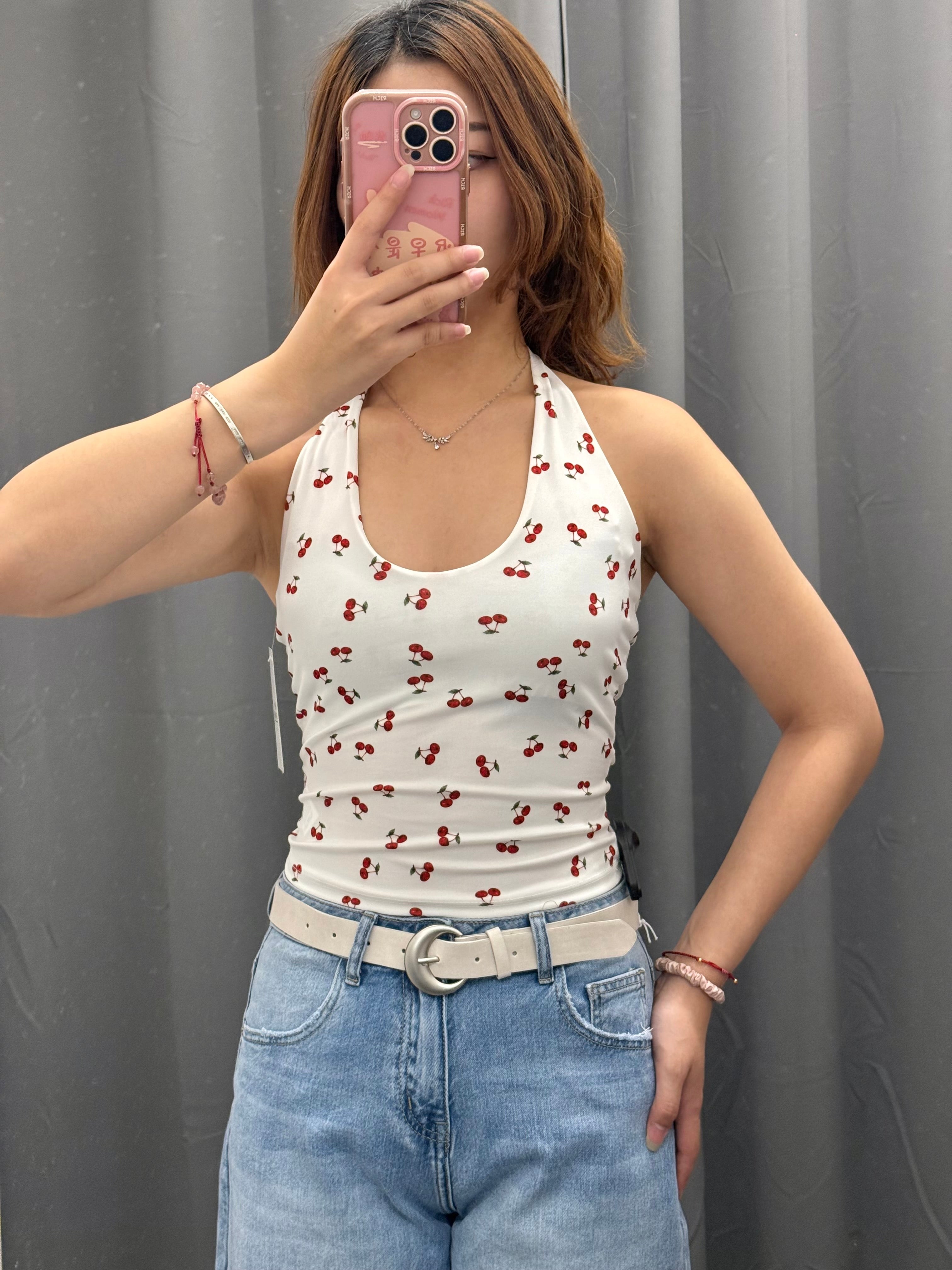 Top halter con ciliegie FGD MODA