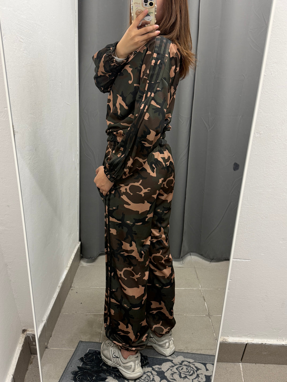 Set Coordinato Militare Felpa Con Zip E Pantaloni Con Polsini Con Strisce Laterali FGD MODA