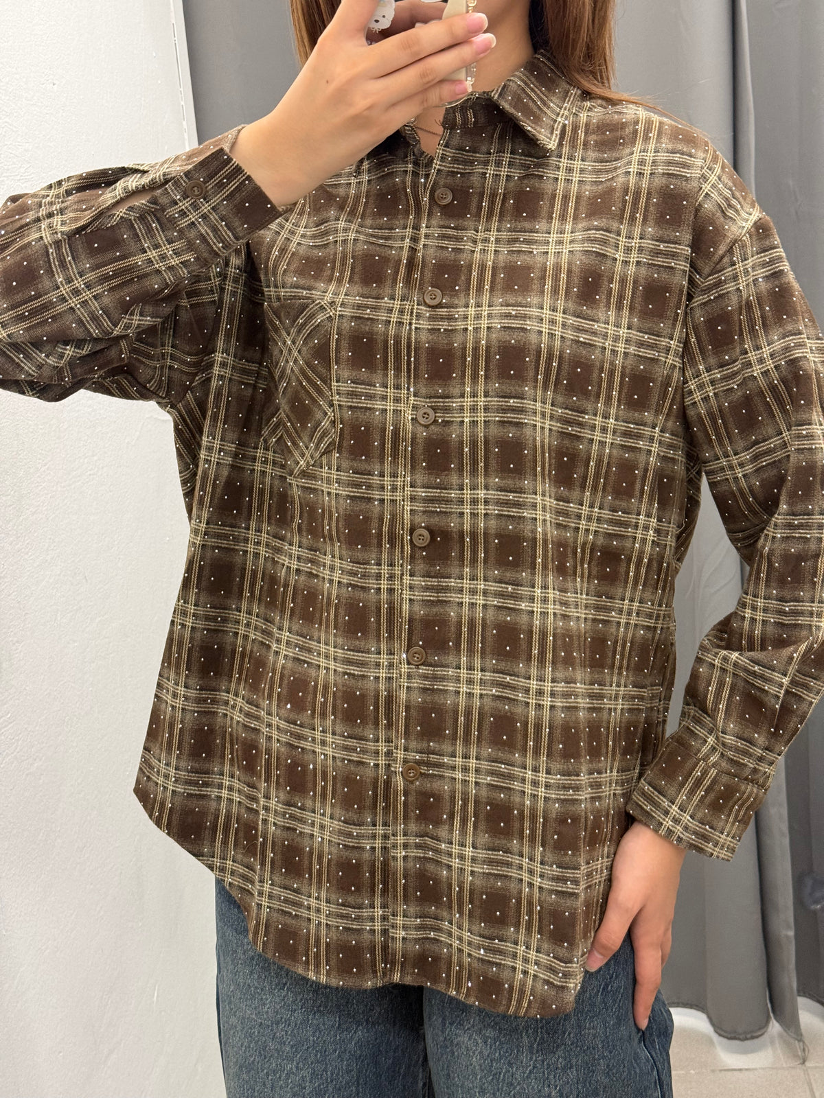 Camicia Over Fit Scozzese Brillantinata Con Taschino FGD MODA