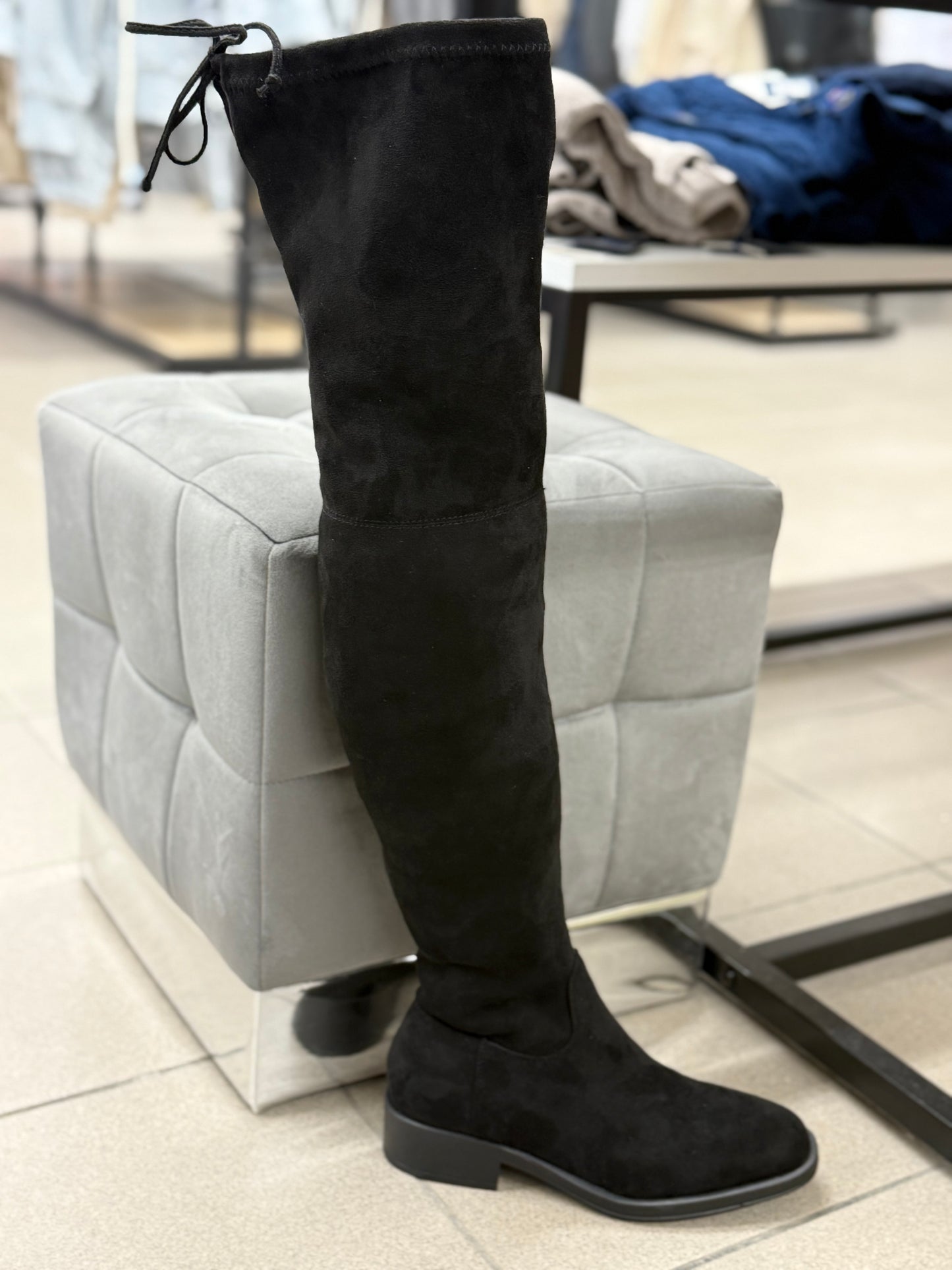 Stivali alti in camoscio tacco 3cm