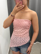 Top a Fascia in Pizzo con Taglio Obliquo FGD MODA