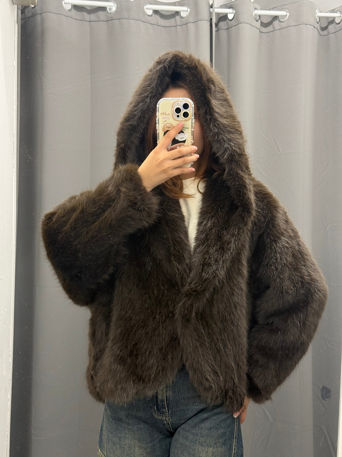 Giacca Pelliccia Over Fit Con Cappuccio FGD MODA