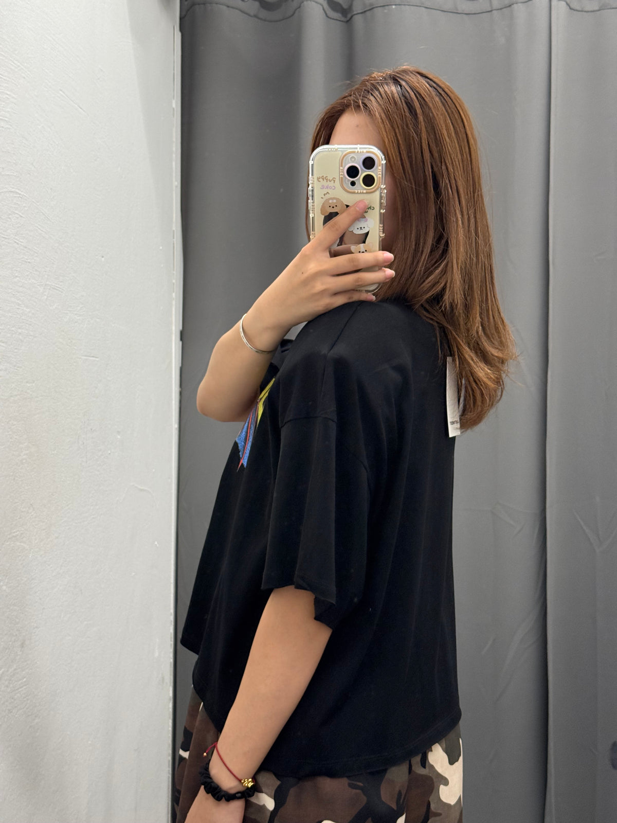 T-Shirt Crop Over Fit Con Spalle Imbottite Con Fantasia JUST WEST FGD MODA