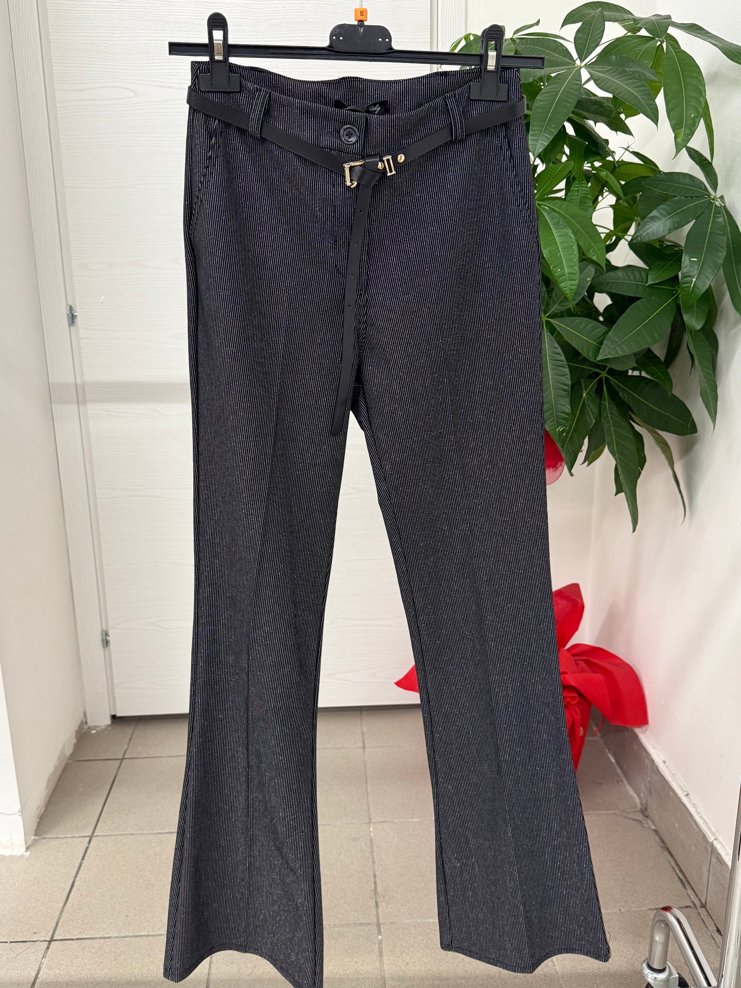 Pantaloni a campana a righe con lurex FGD MODA