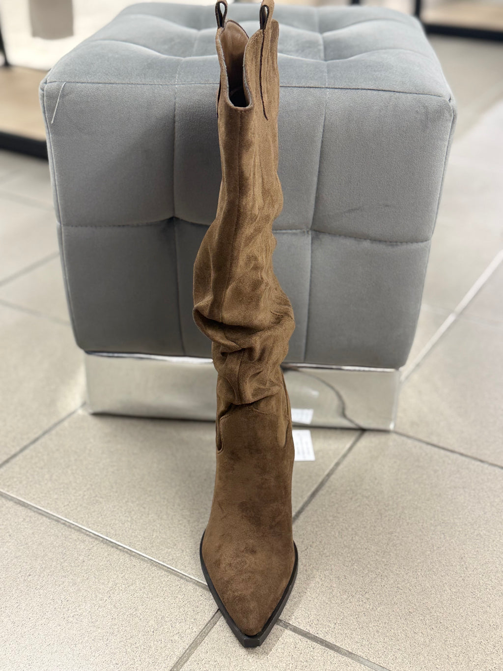 Stivali Texani In Camoscio Con Pieghe WS225 FGD MODA