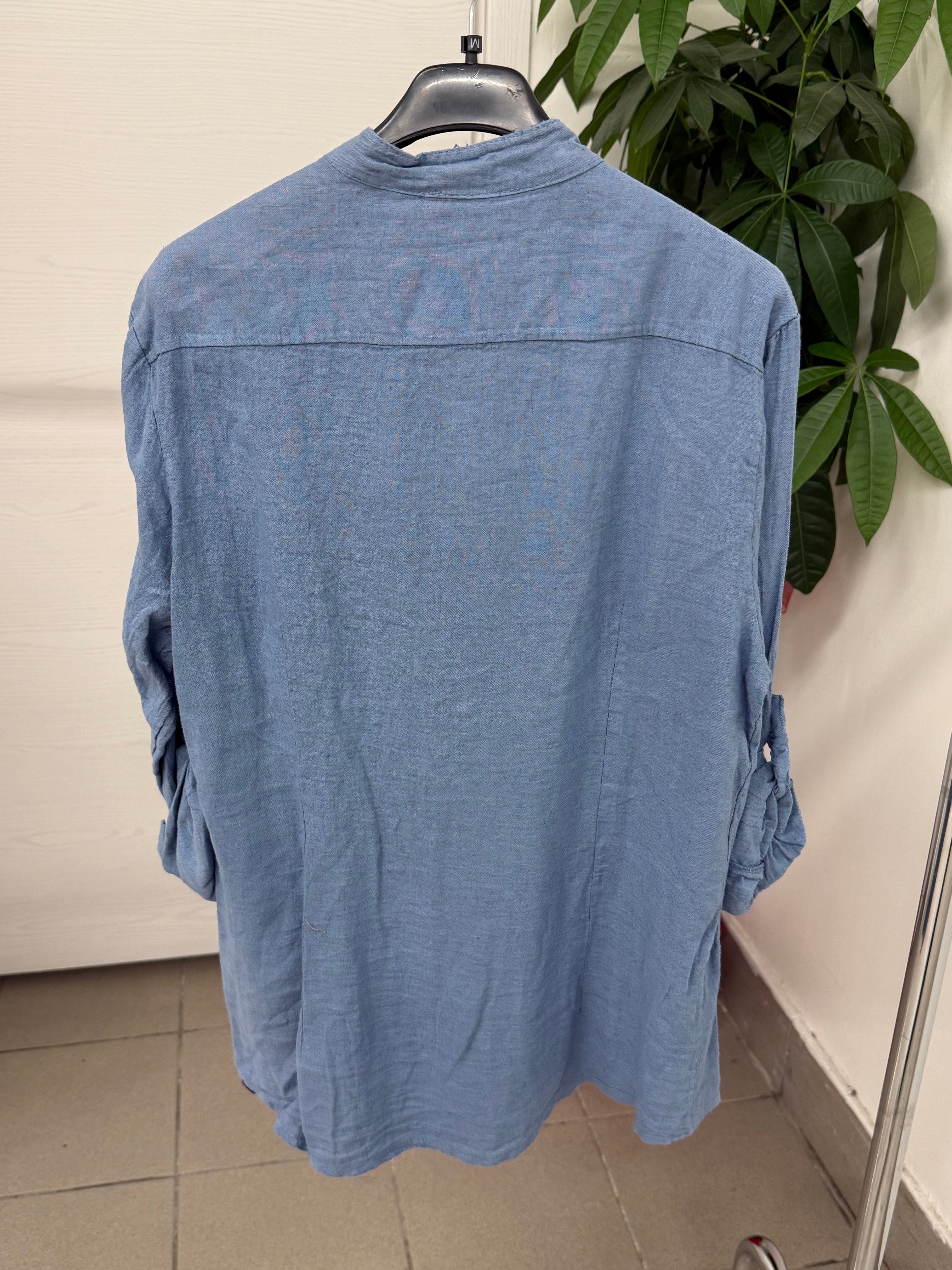 Camicia 100% lino con colletto alla coreana FGD MODA