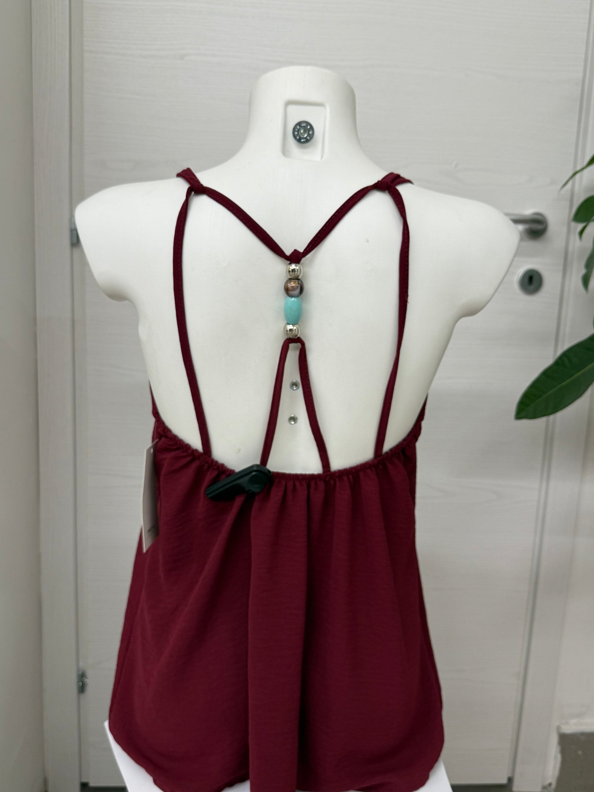 Canotta con perle sul retro FGD MODA