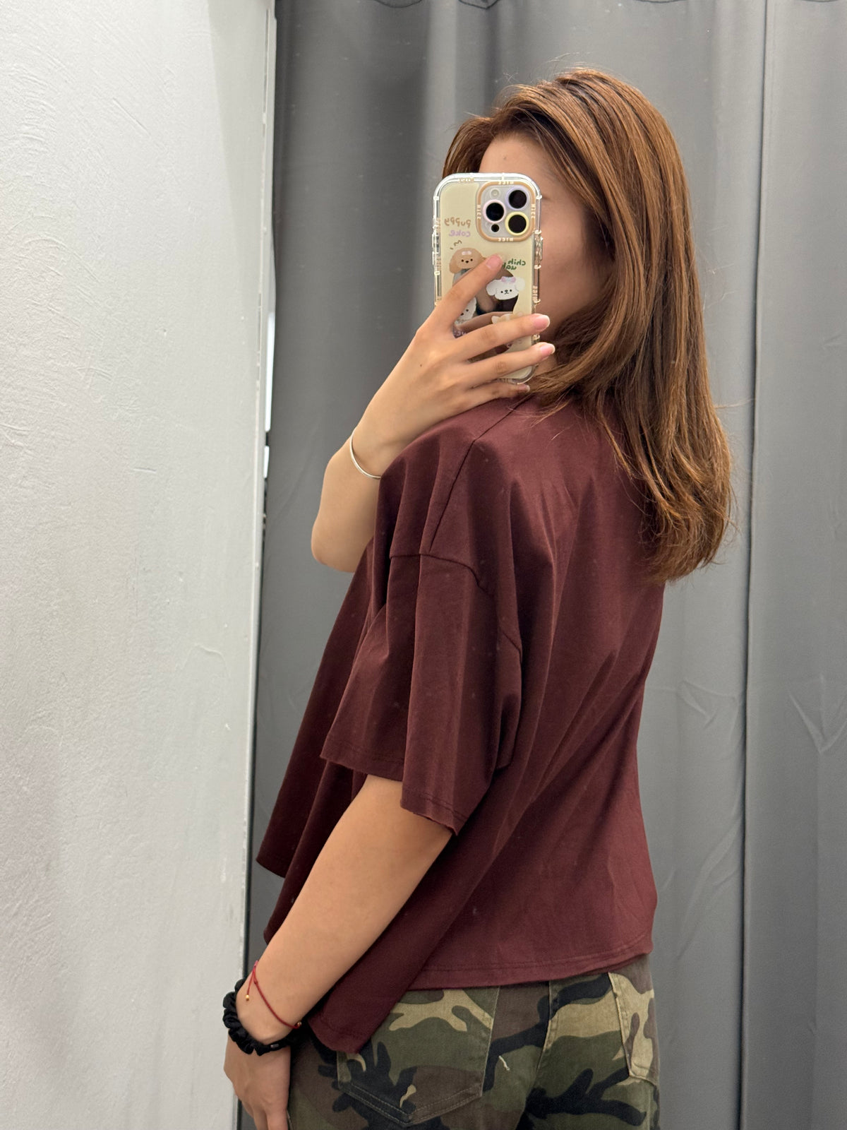 T-Shirt Crop Over Fit Con Spalle Imbottite Con Fantasia JUST WEST FGD MODA