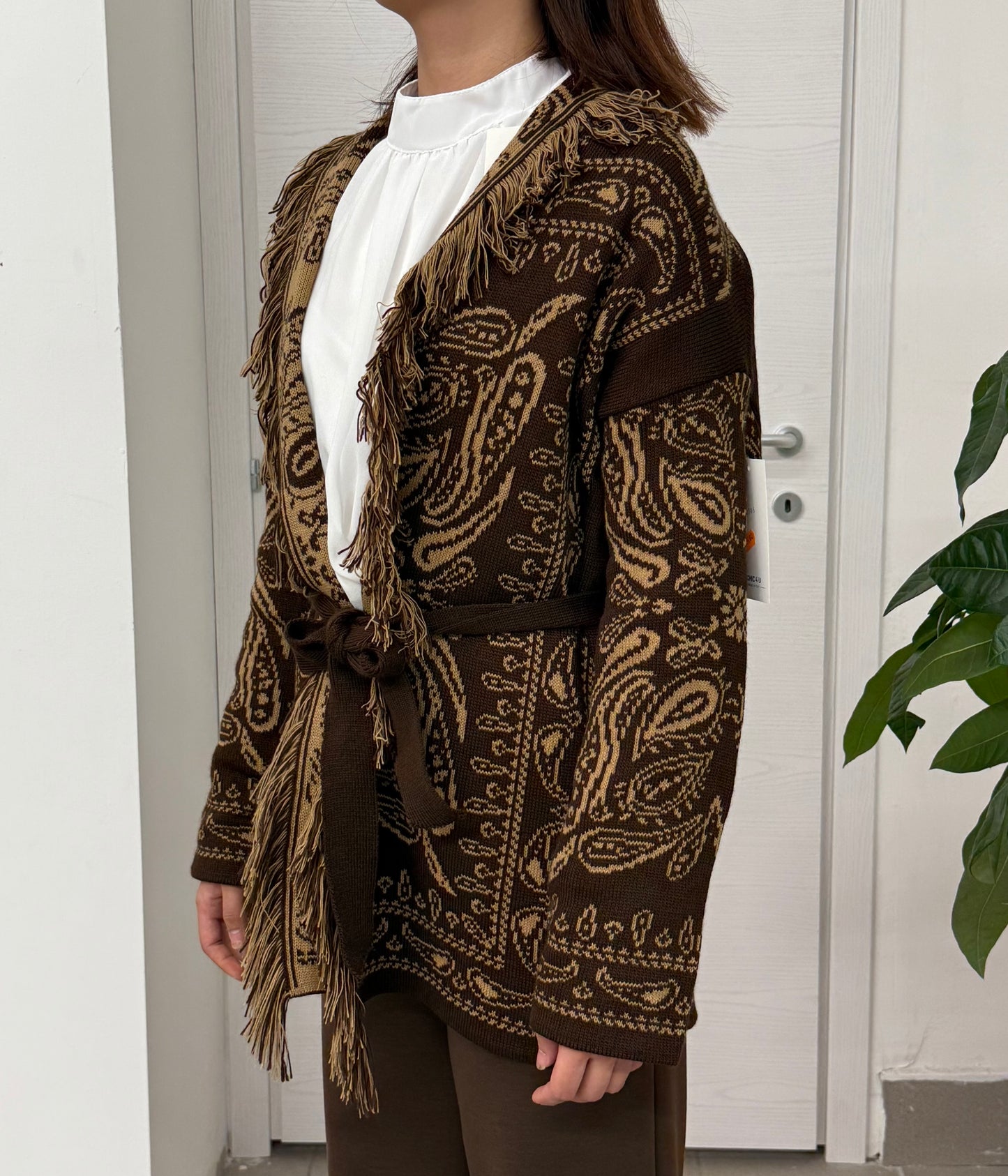 Giacca a fantasia con cinta