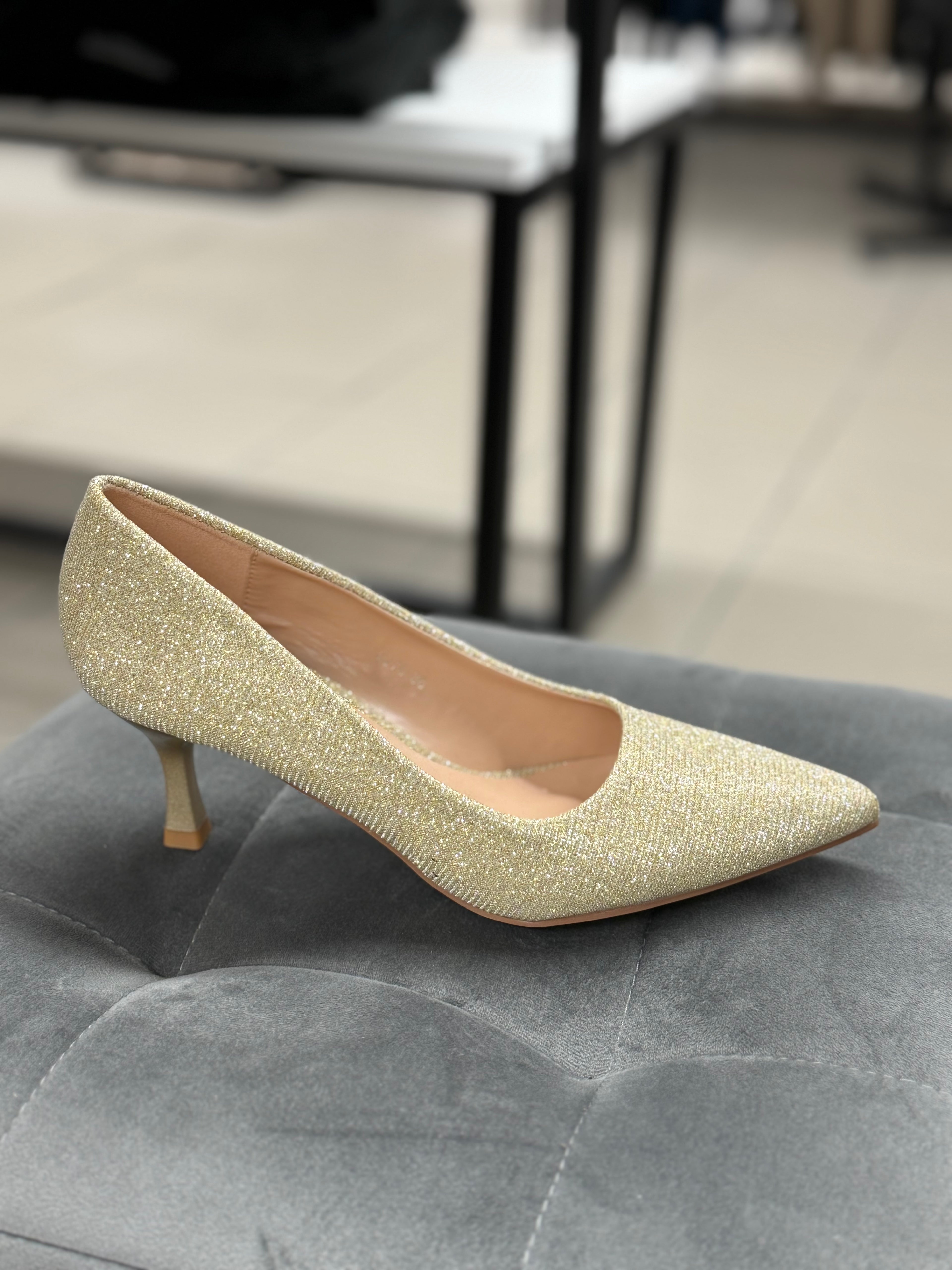Décolleté brillantinati tacco 5cm