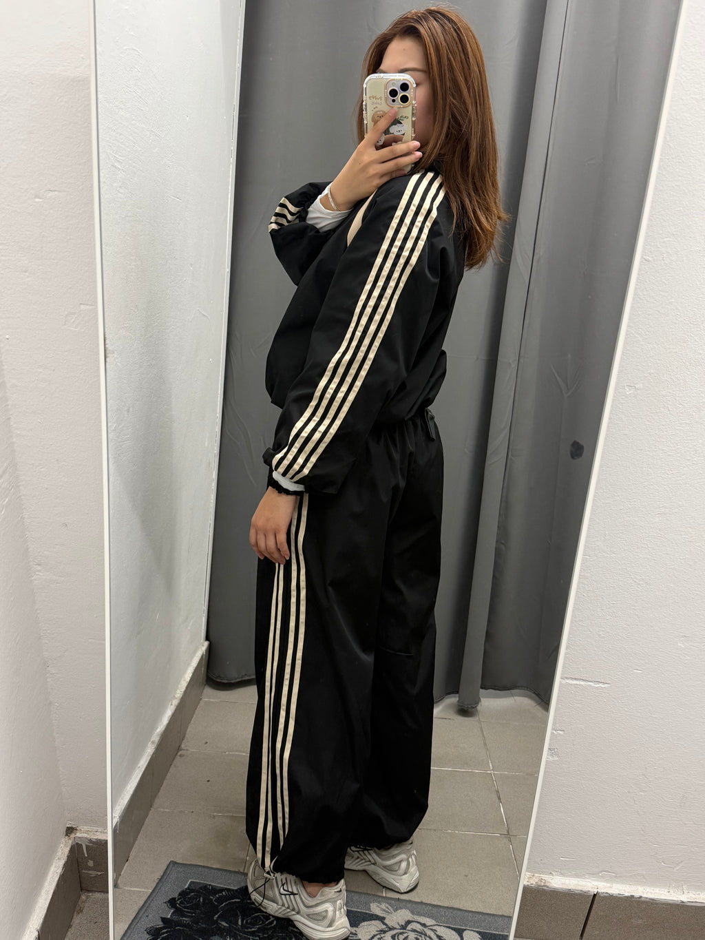 Set Coordinato Acetato Giacca E Pantaloni Con Coulisse Con Strisce Laterali FGD MODA