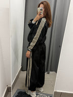 Set Coordinato Acetato Giacca E Pantaloni Con Coulisse Con Strisce Laterali FGD MODA