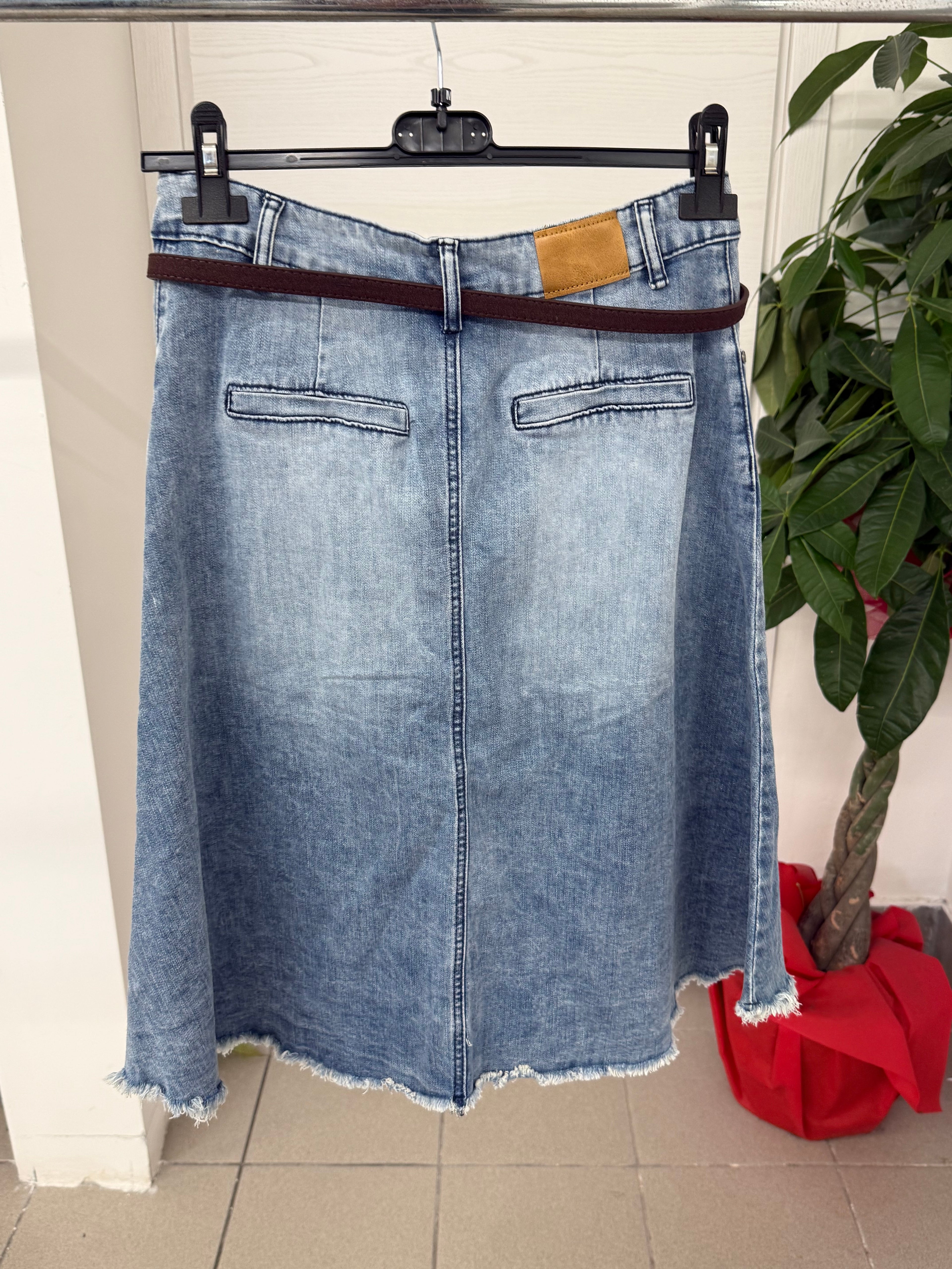 Gonna denim midi con cinta FGD MODA