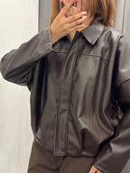Giacca Bomber In Ecopelle Over Fit Con Zip FGD MODA