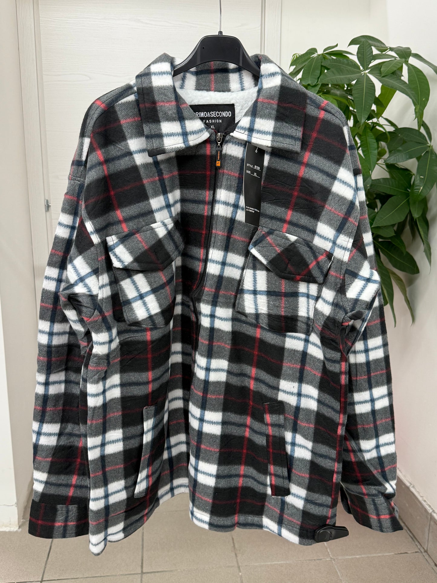 Giacca a camicia scozzese imbottito con tasche FGD MODA