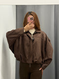 Giacca bomber in camoscio foderato all’interno FGD MODA