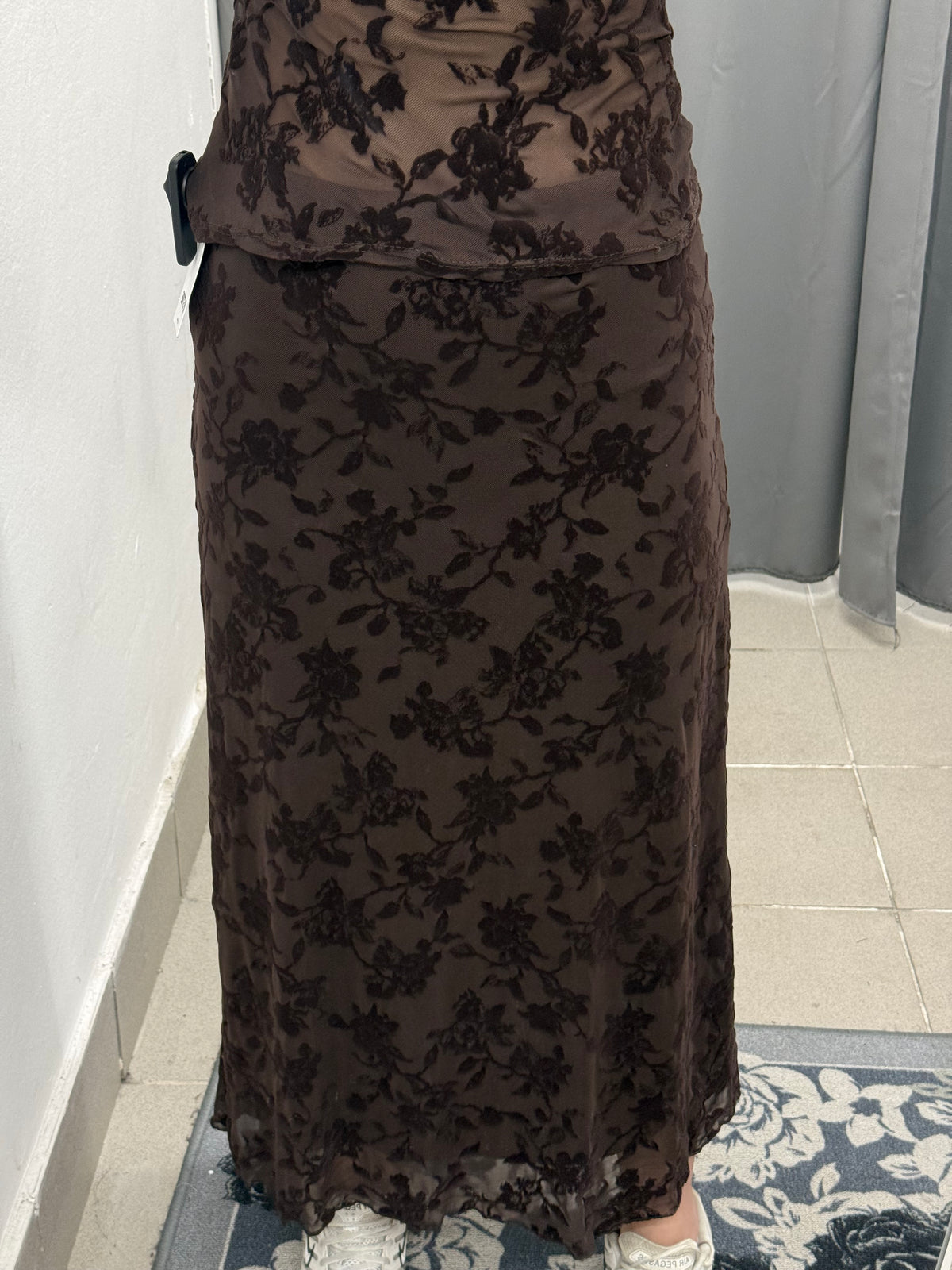Gonna Lunga Con Stampe Fiorate In Velluto FGD MODA