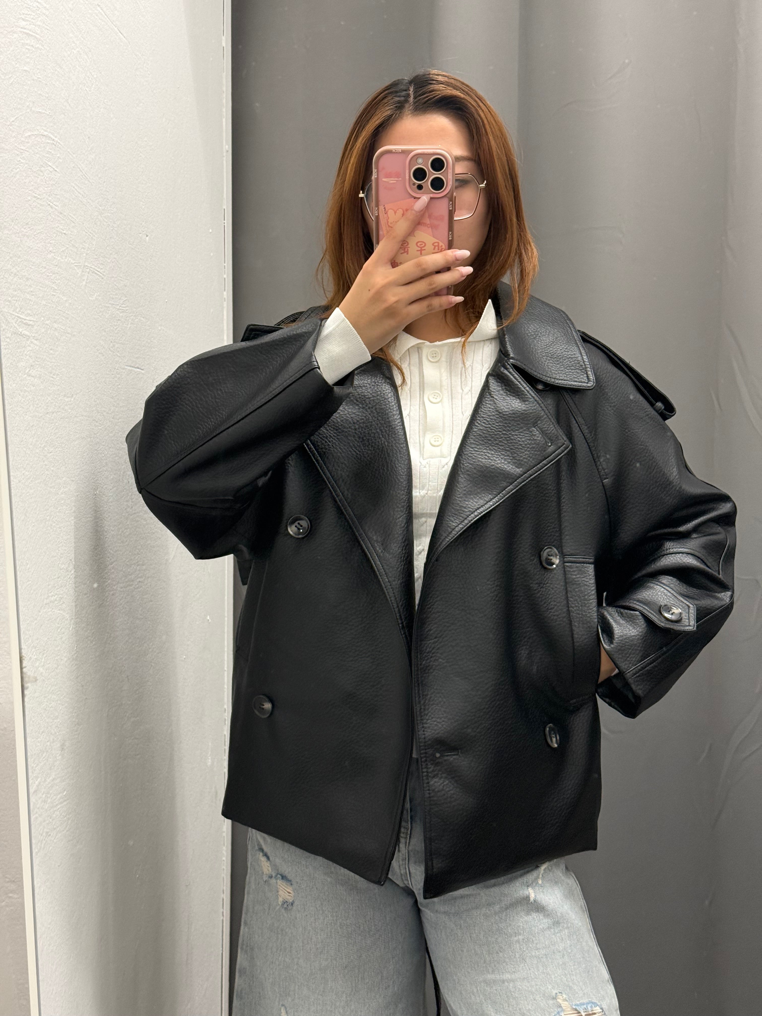 Trench Corto In Ecopelle Over Fit Con Cinta FGD MODA