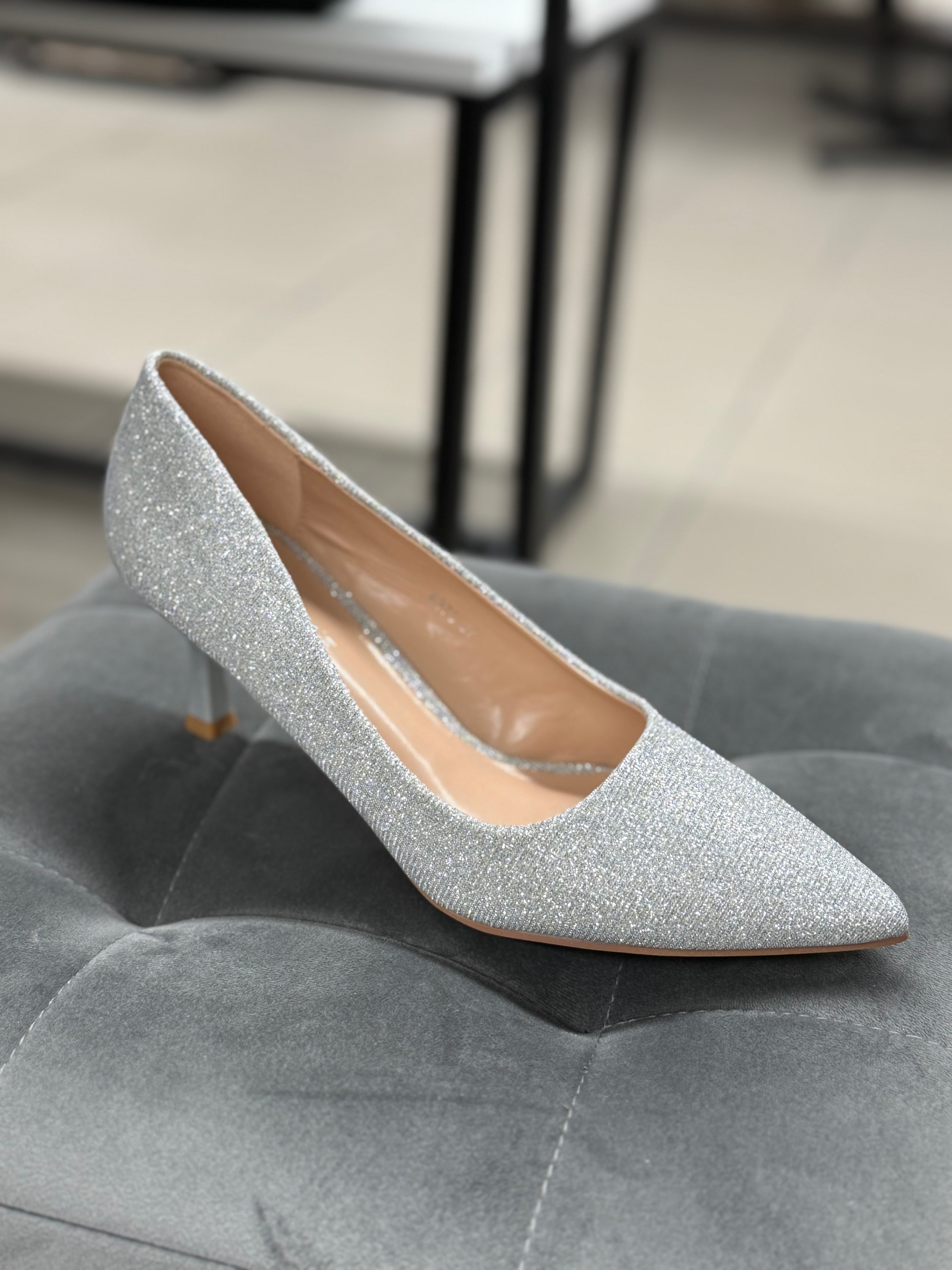 Décolleté brillantinati tacco 5cm