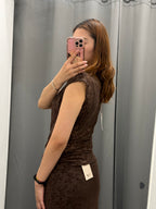 Top Semitrasparente Con Stampe Fiorate In Velluto Con Arricciatura Laterale FGD MODA