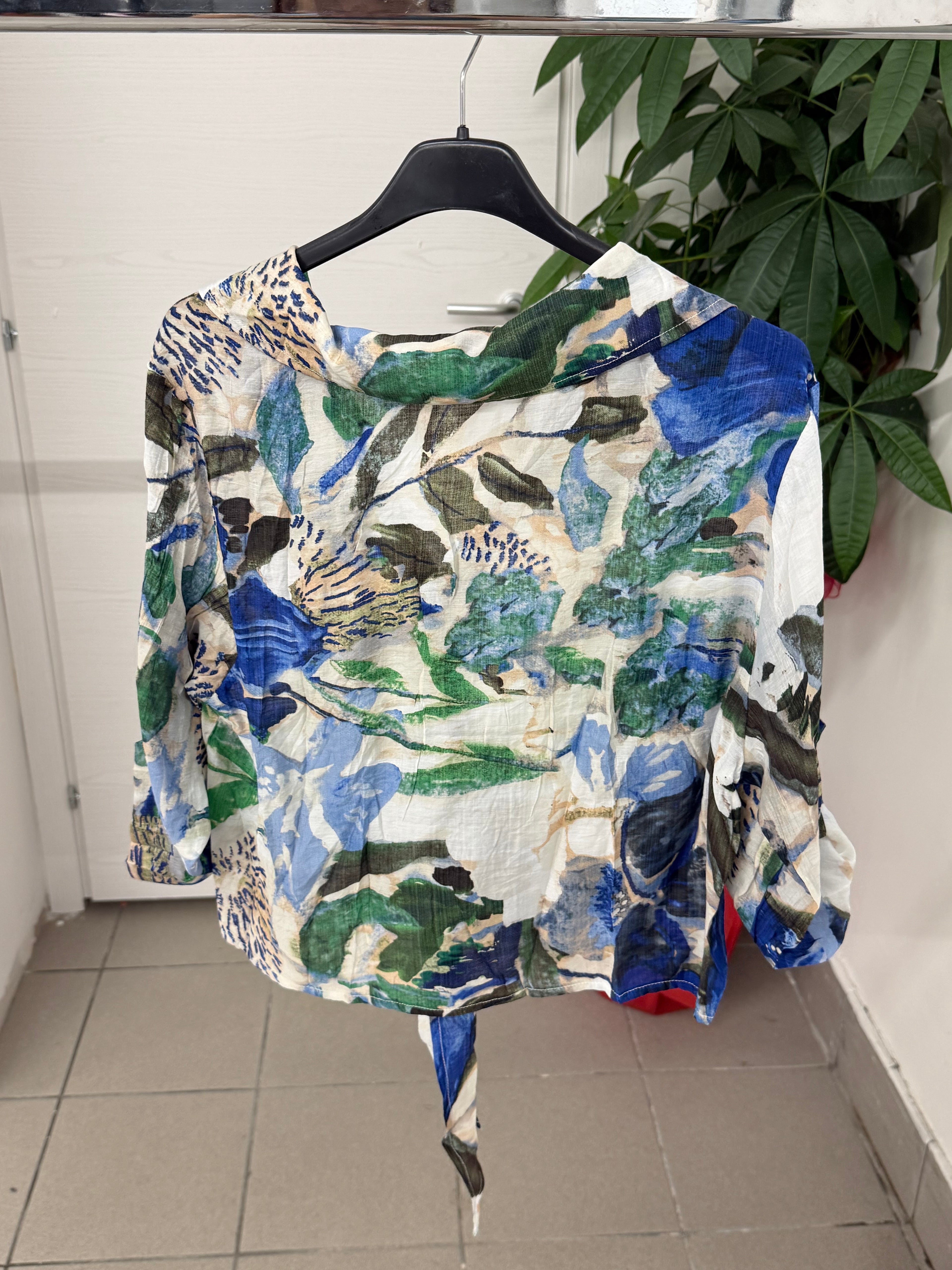 Camicia in Viscosa e Cotone Crop a Fantasia FGD MODA