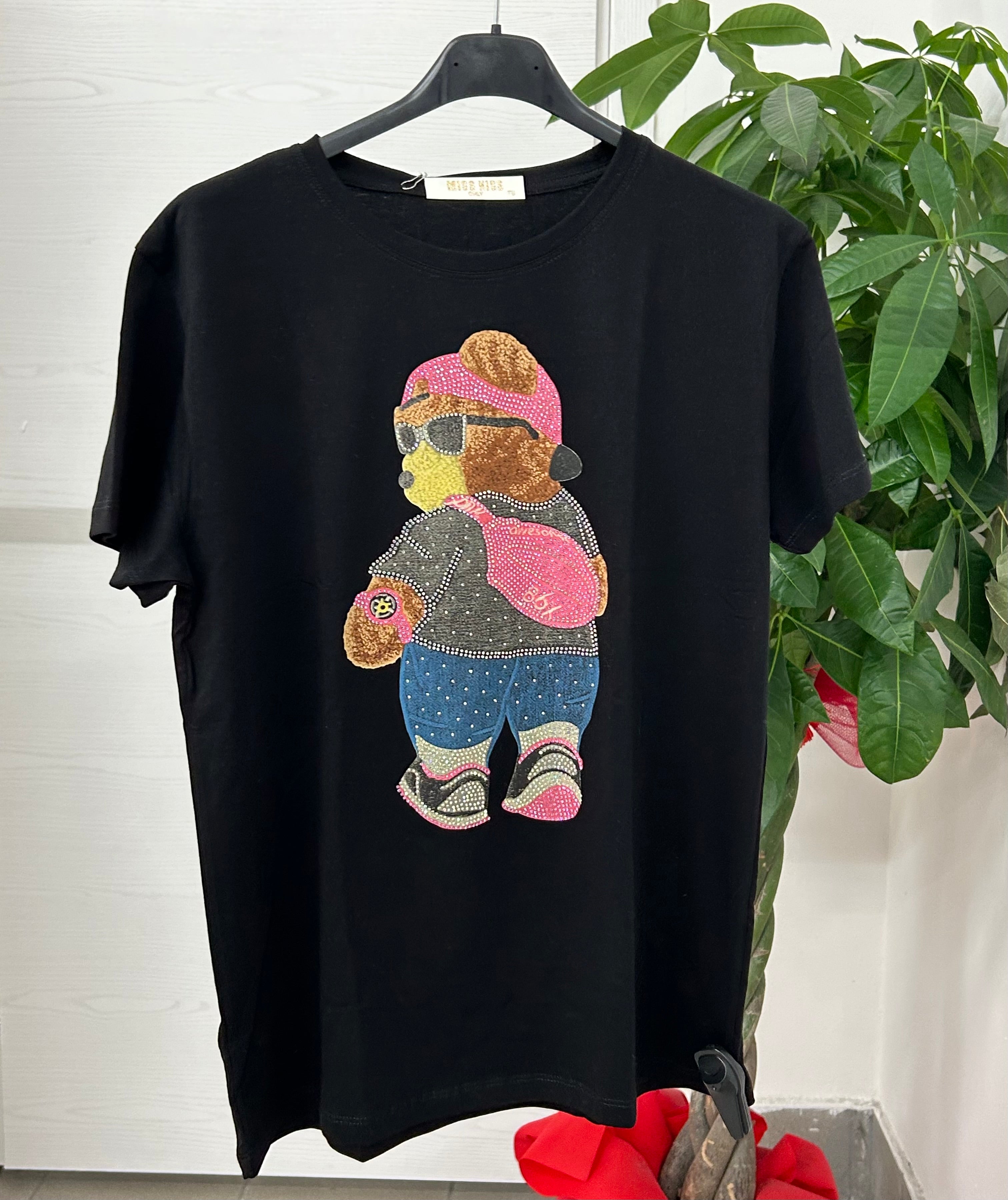 T-shirt a fantasia con brillantini FGD MODA