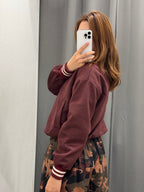 Giacca Bomber In Camoscio Con Colletto E Polsini A Righe FGD MODA