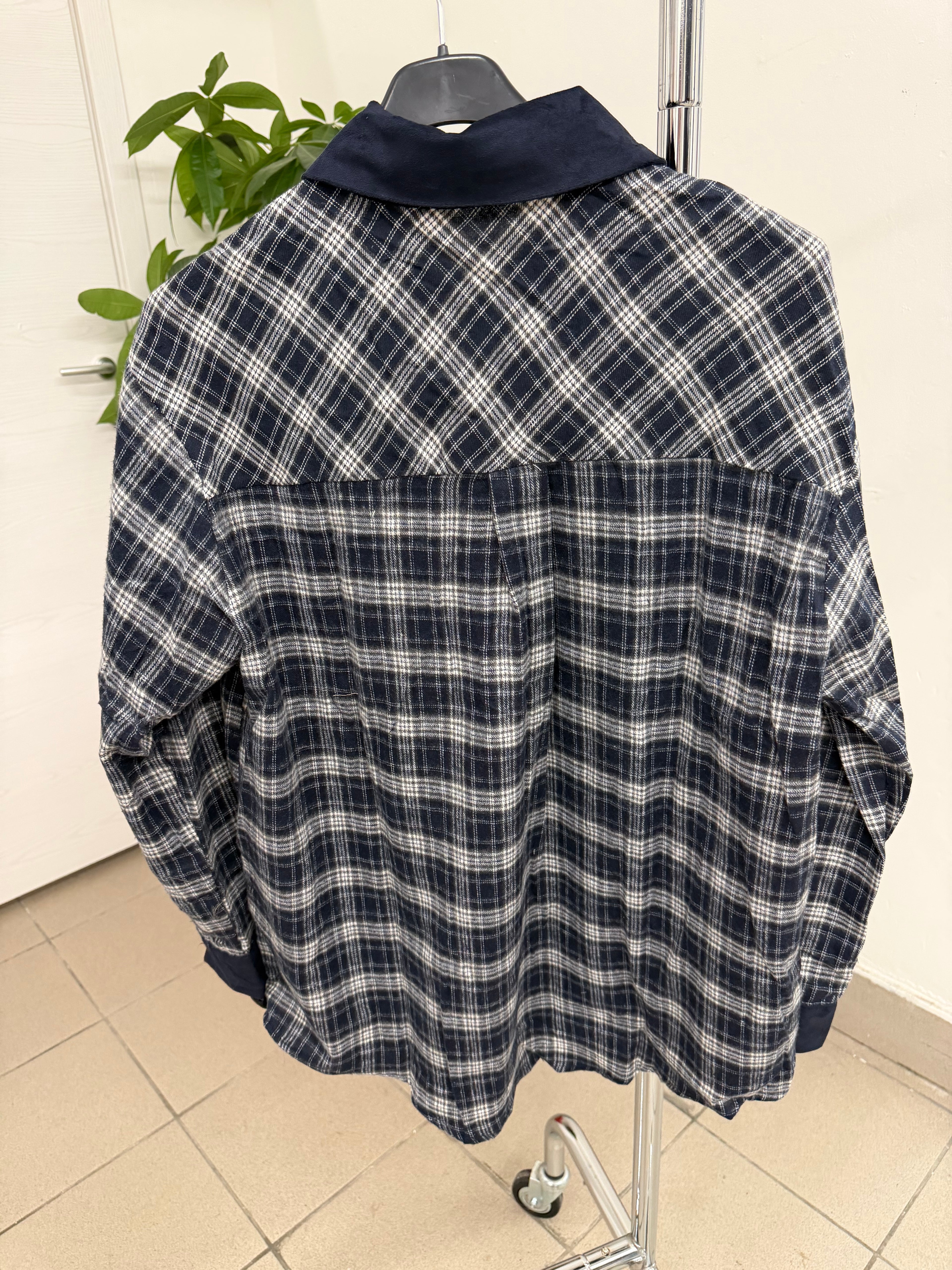 Camicia scozzese con collo in velluto FGD MODA