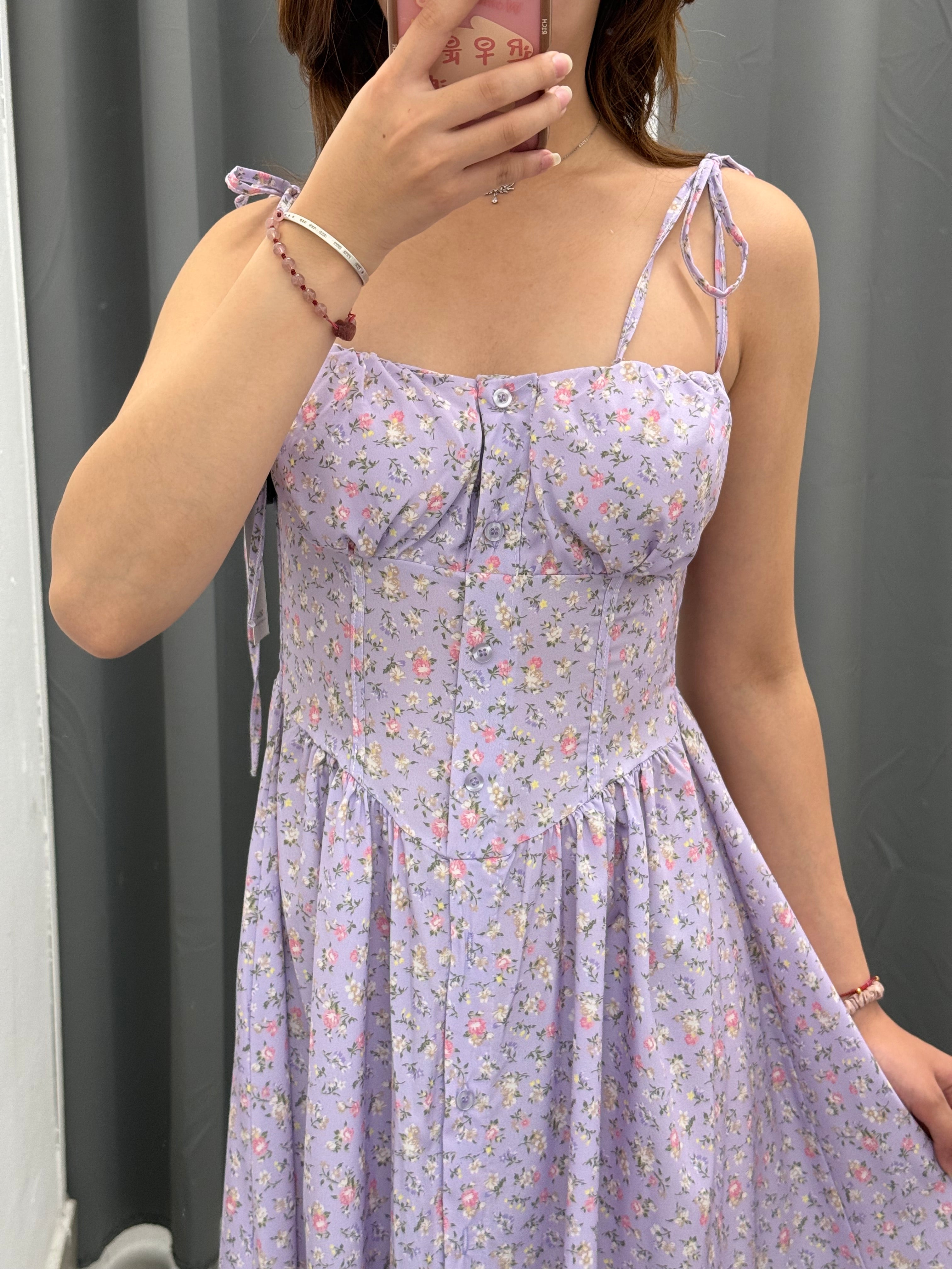 Abito lungo con motivo fiorato con bottoni FGD MODA