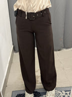 Pantaloni A Palazzo A Vita Media Con Cinta FGD MODA