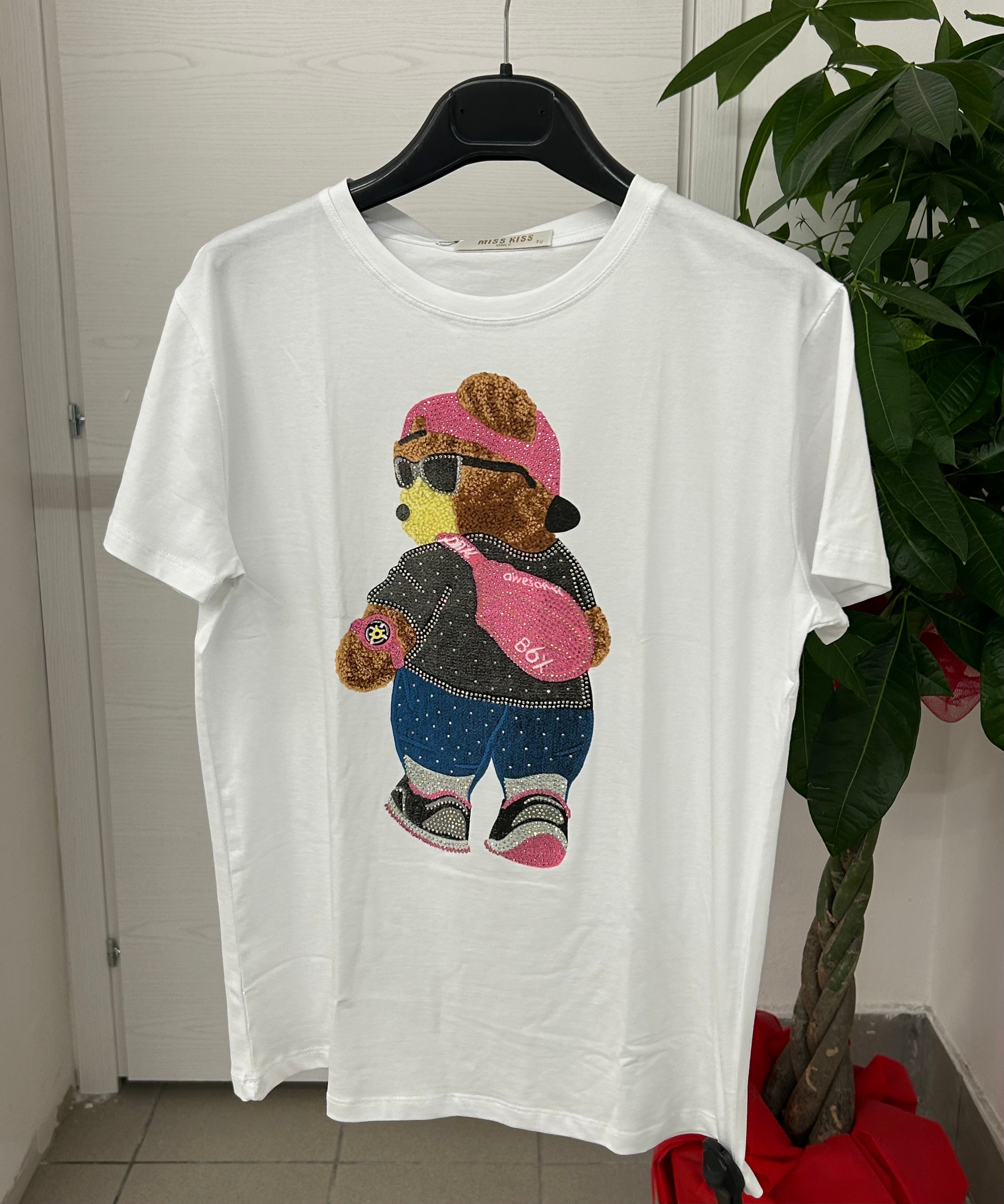 T-shirt a fantasia con brillantini FGD MODA